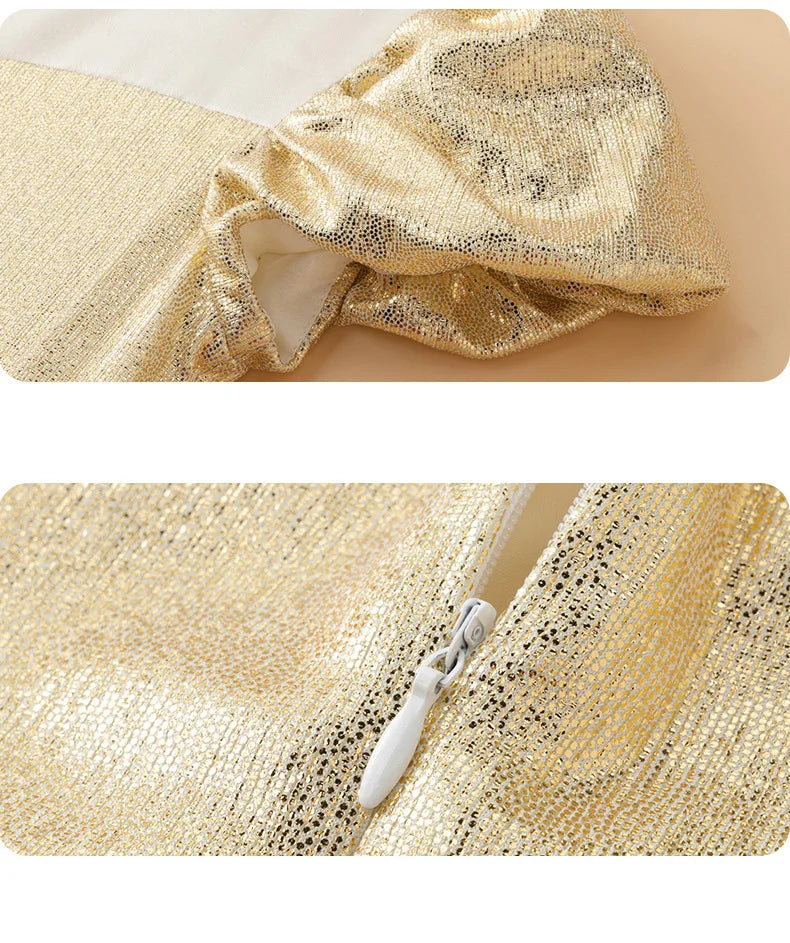 Teen Girls Champagne Golden Evening Party Dress Princess Kids Wedding Dress Little Fairy Children Formal Gown Photograph Wear