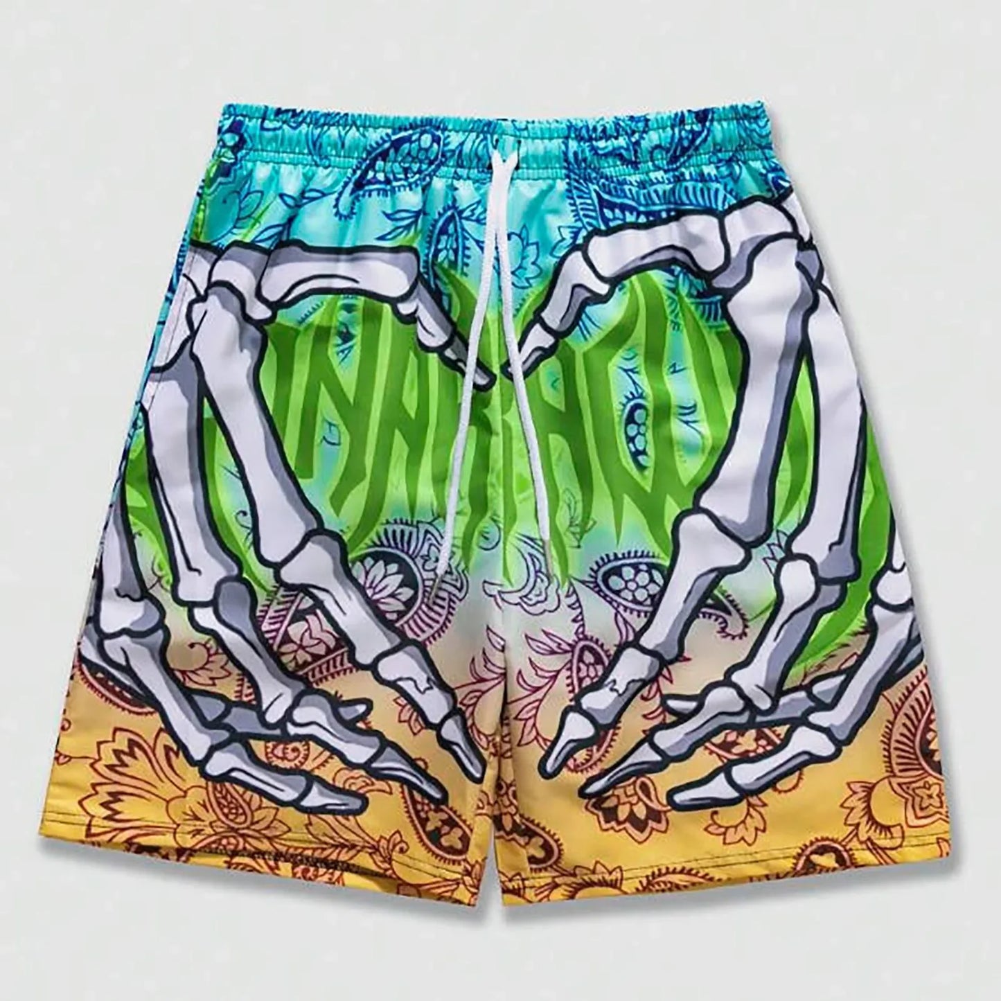 Men’S Hiking Pants Men Swim Trunks Board Shorts Summer Beach Shorts With Hand Print For Men Summer Wearing Ropa Hombre