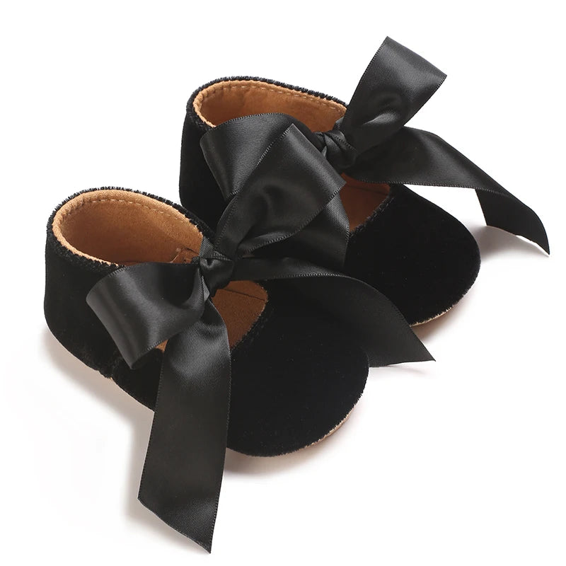 Girls' Princess Baby Shoes Cute Bow Flat Bottom Walking Children's Shoes First Step Newborn Baby Comfortable Soft Sole Footwear