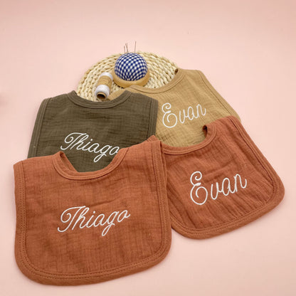 Personalized Baby Saliva Towel Pure Cotton Scarf Baby Feeding Stuff Infant Boys & Girls Custom Name Bib Gift 2Pcs