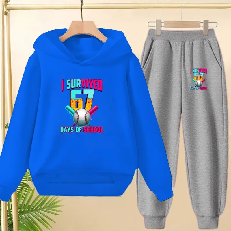67 Children's Hoodies, 2 Pieces for Boys and Girls Aged 3-12, Comfortable Casual Hoodie+pants, Pullover, Hooded Sportswear