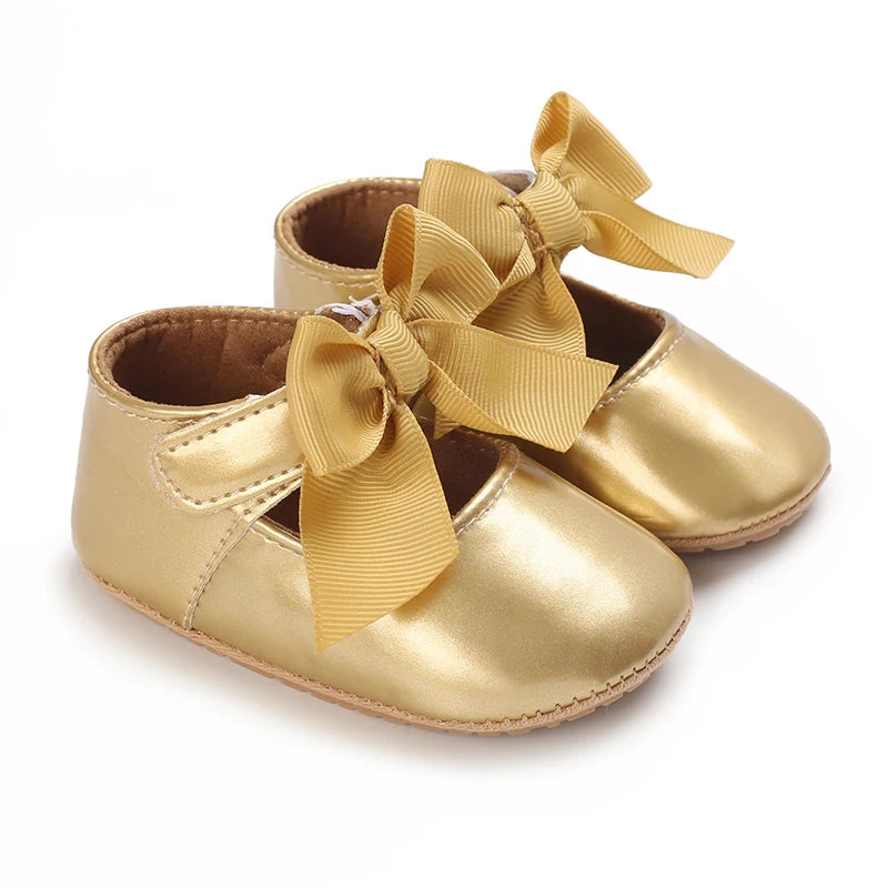 Baby Girl Shoes Bow Flats Toddler Sandals Non-slip Soft Sole Newborn Formal First Walkers Christening