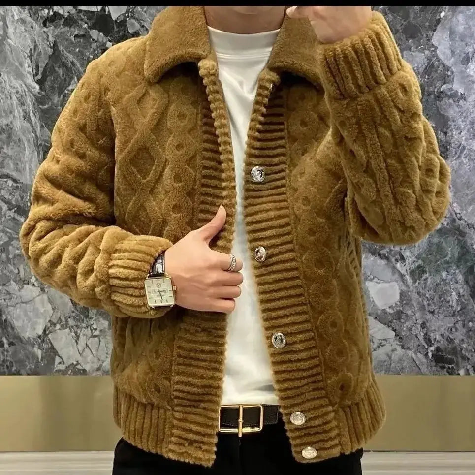 Men Coats Solid Jackets Pocket Turn Down Collar Long Sleeves Single Breasted Thick Loose Fit Casual Office 2025 Autumn Winter