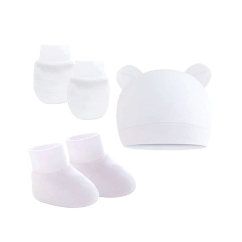 Baby Ears Newborn Hats Mittens and Socks Set for Boys Girls Beanie Hat 0-6 Month Baby Stuff (Pack of 3) Dropshipping
