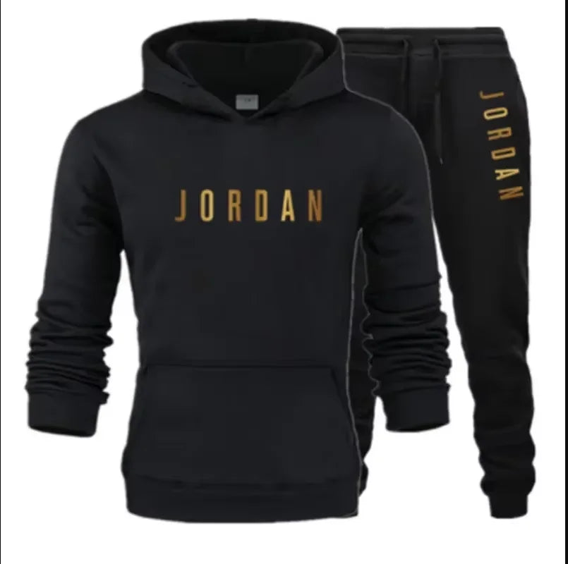 Men's printed sports suit hoodie and sweatpants two-piece set suitable for casual sports street wear