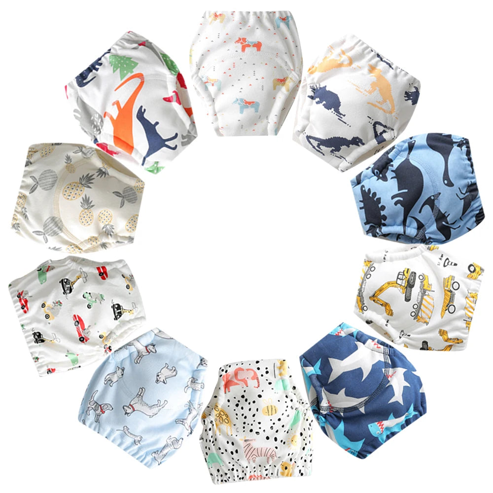 10 Pcs Reusable Baby Training Pants Washable Kids Cloth Diaper Nappies Changing Underwear Infant Toddler Potty Training Panties