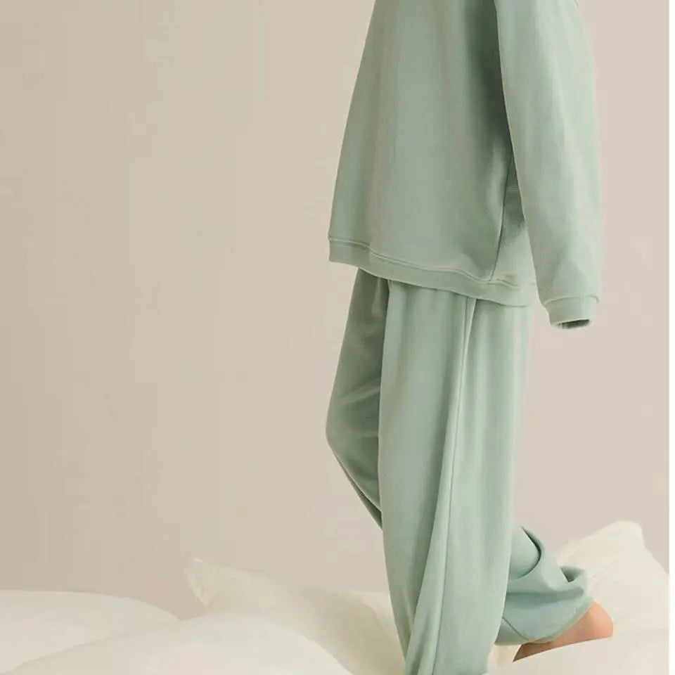 Girls Pajamas Sets Winter Autumn Sleepwear for Kids Solid Color Children's Loungewear Set Teenager Underwear Baby Pijama 3-14T