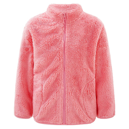 Girls Boys Warm Fleece Jacket Coat Full-Zip Turtleneck Tops with Pocket Fall Winter Outerwear for 2 Years-12 Years