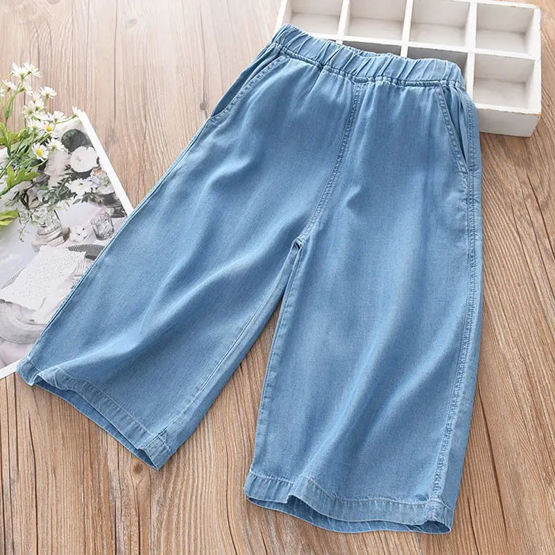 Girls' Pants Summer Thin Wide-leg Pants Girls' Versatile Girls' Middle-aged and Older Children's Summer Clothes