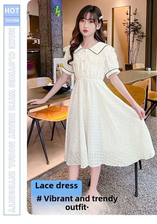 Girls' Dress 2025 Summer New Style Little Girl Princess Dress Stylish Children's Summer Dress
