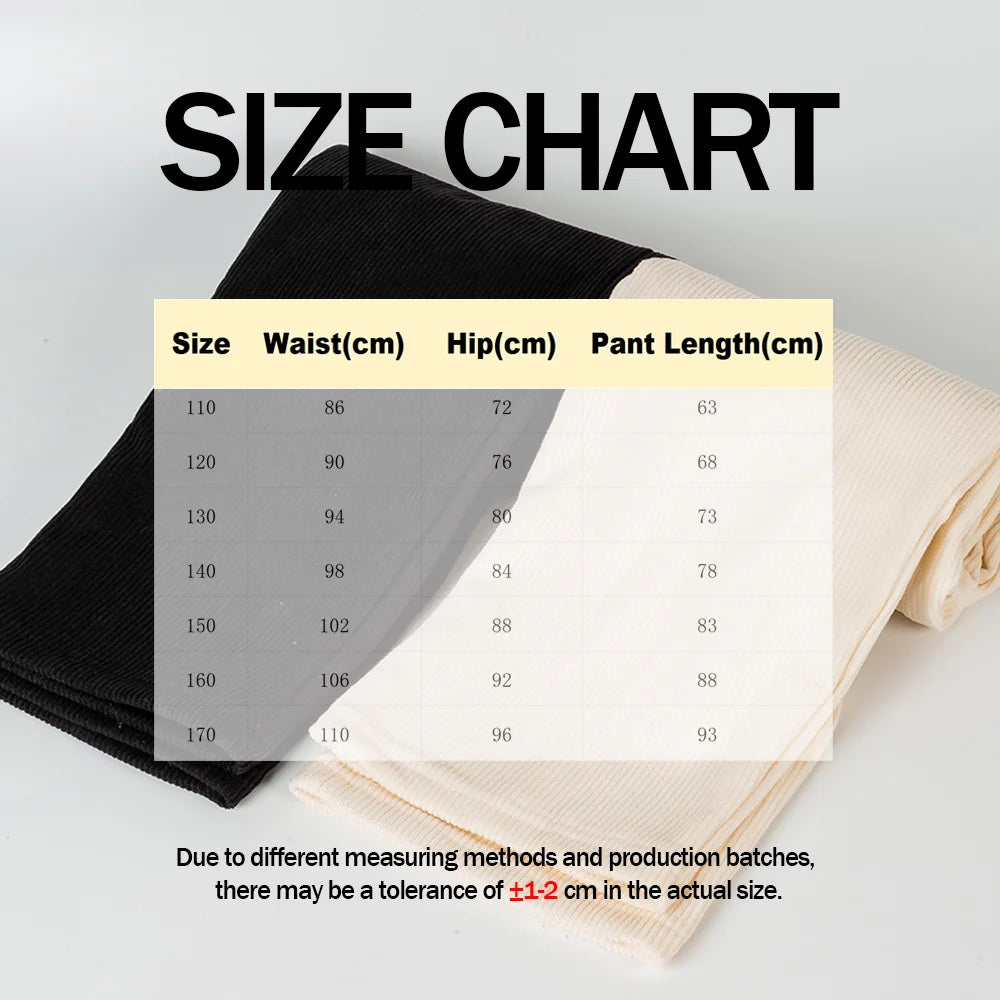 Girls Pants Autumn Winter Warm Trendy Children's Corduroy Casual Straight Trousers Kids Slimming Wide Leg Pants 4-14Years Old
