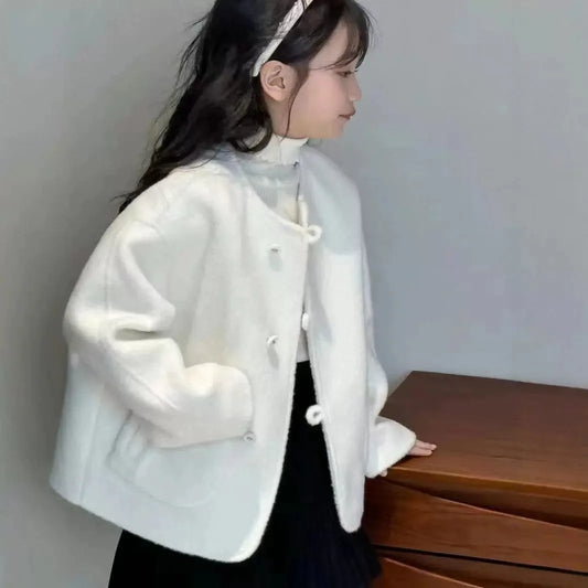 Girls' Outerwear With Woolen Fabric And Thick Cotton Jacket Winter Clothing New Fashionable Children'S Coat Children'S Clothing