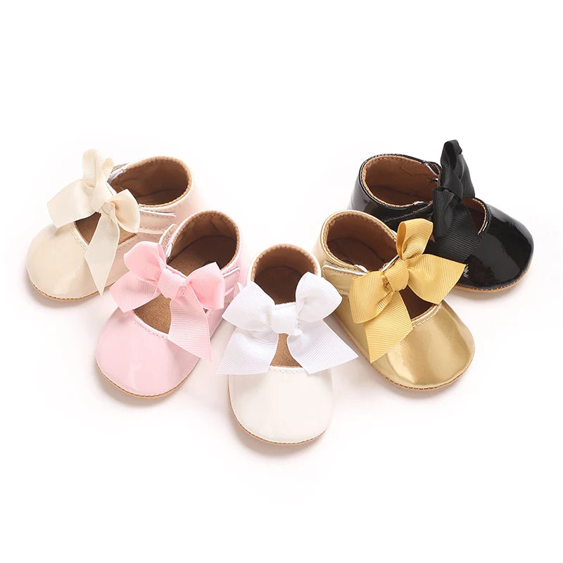 Baby Girl Shoes Bow Flats Toddler Sandals Non-slip Soft Sole Newborn Formal First Walkers Christening