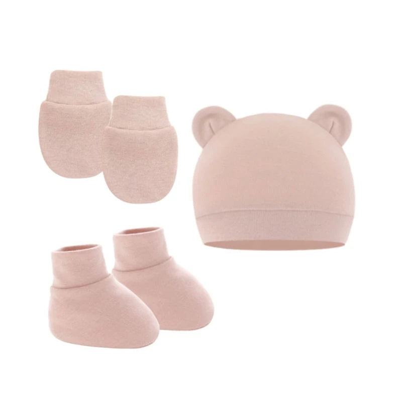 Baby Ears Newborn Hats Mittens and Socks Set for Boys Girls Beanie Hat 0-6 Month Baby Stuff (Pack of 3) Dropshipping