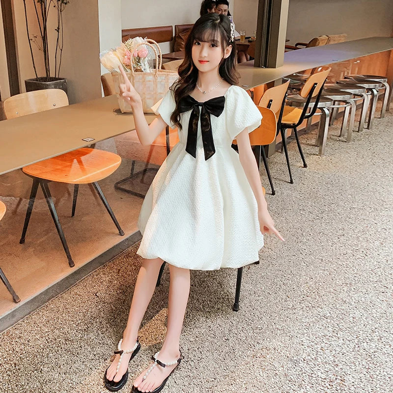 Girls White Dress Teenager Evening Dress Flowers Children Bridesmaid Holiday Communion Dress 2025 Summer New