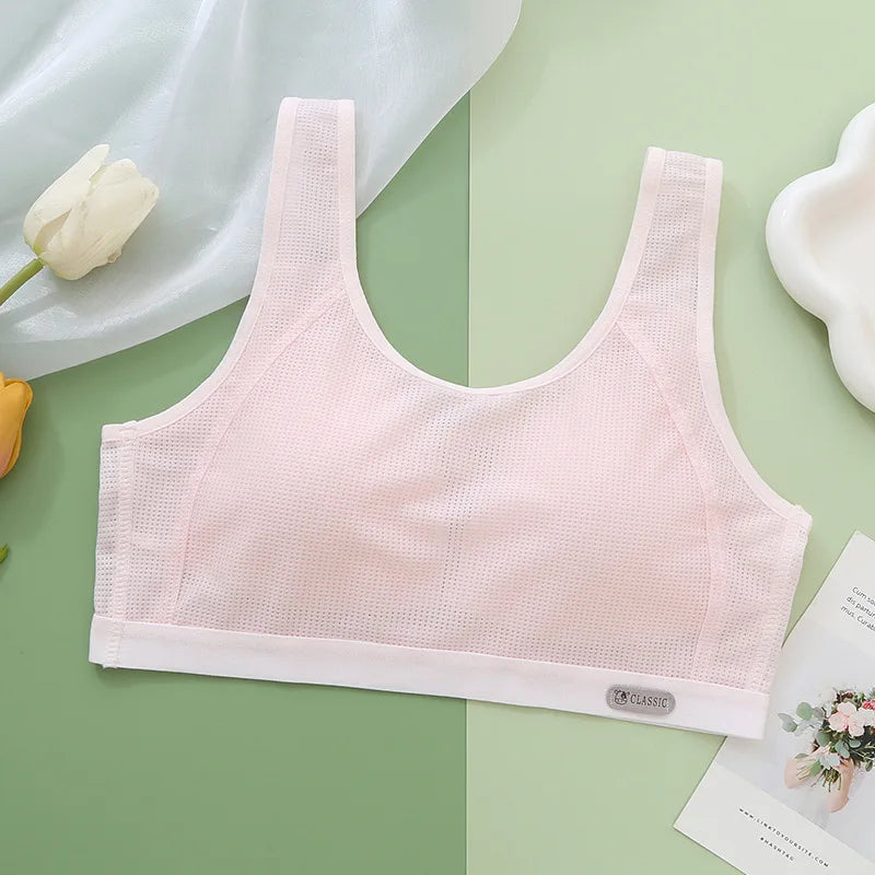 1-3PCS Thin Underwear for Teenage Girls  Anti-Bounce Bra for Schoolgirls Pure Cotton Sports Bra for Kids Bra Summer