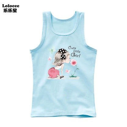 Girls Perfume Floral Singlet Cotton Underwear Summer Children Pink Tank Tops Toddler Kids Sleeveless T-shirt