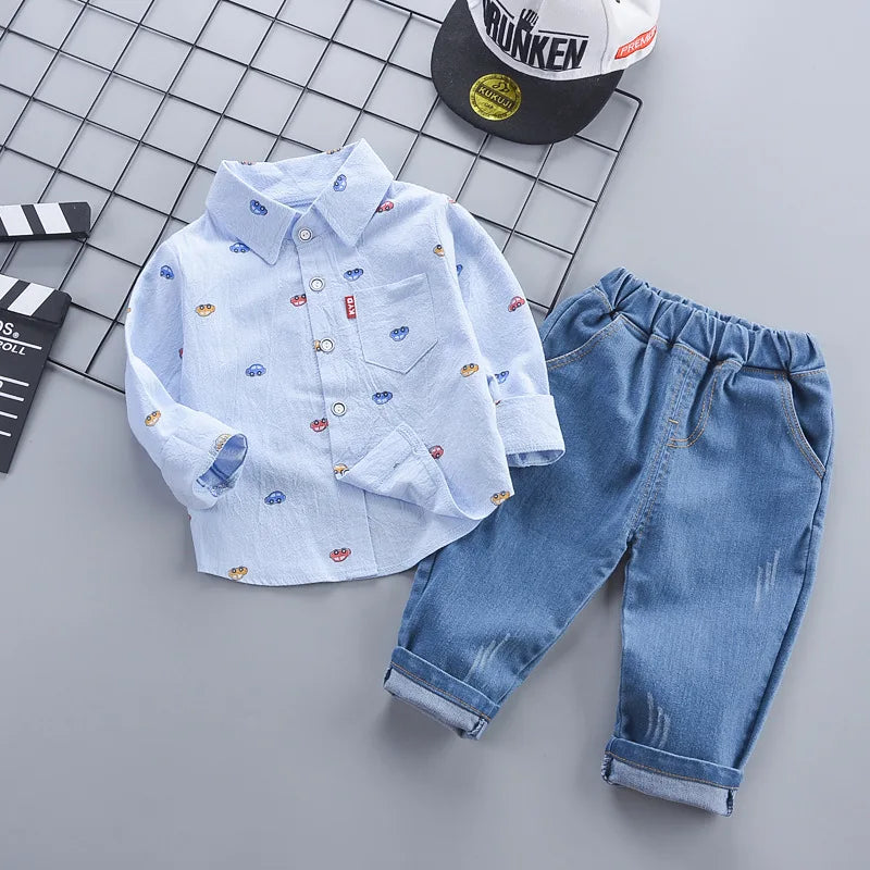 New  Baby Boys Clothes Suit Spring Autumn Infant Outfits Children Shirt Jeans 2Pcs/Sets Toddler Casual Costume Kids Tracksuits