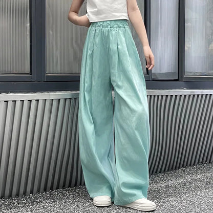 Teens Girls Casual Pants Summer Loose Cool Wide Leg Pants for Kids Daily All-match Thin Children Beach Trousers 8 10 12 14 Years