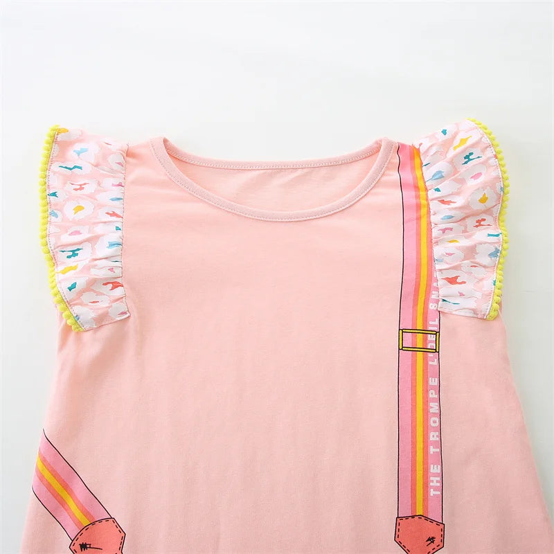 Bag Printed Sleeveless Dress for Girls 2-7T Toddler Party Frock Children's Lovely Baby Dresses Kids Wear