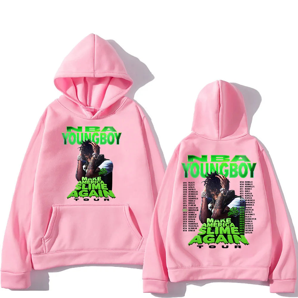 "YoungBoy Never Broke Again Tour 2026" says singing handprint hoodie street fashion hoodie men's hip-hop high-quality hoodie