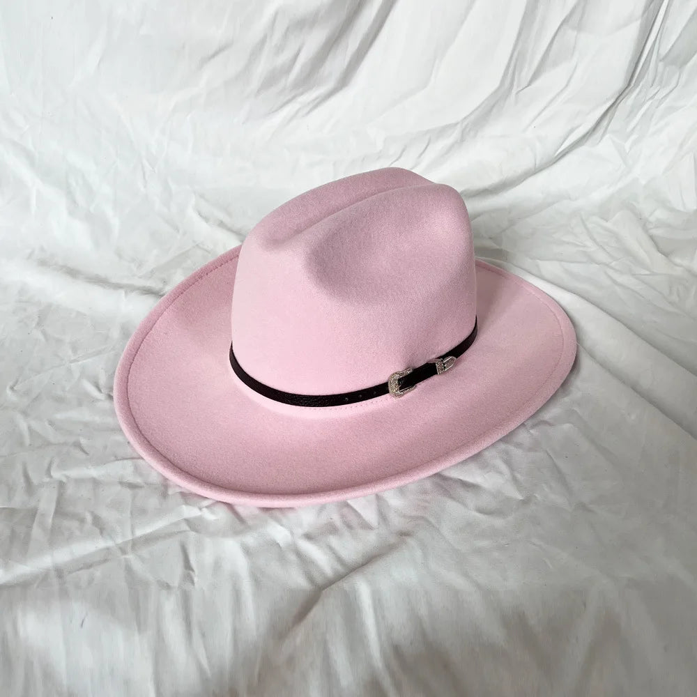 Vintage Western Cowboy Hat For Men's Gentleman Lady Jazz Cowgirl With Leather Wide Brim Cloche Church Sombrero Hombre Caps