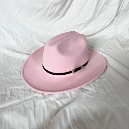 Vintage Western Cowboy Hat For Men's Gentleman Lady Jazz Cowgirl With Leather Wide Brim Cloche Church Sombrero Hombre Caps