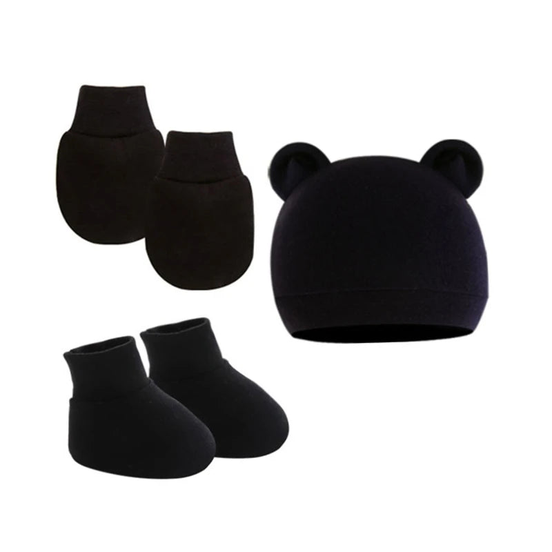 Baby Ears Newborn Hats Mittens and Socks Set for Boys Girls Beanie Hat 0-6 Month Baby Stuff (Pack of 3) Dropshipping