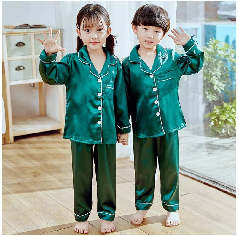New Lapel Printed set Long-Sleeved Pajamas Set Girls Bear Cartoon Children's Home Wear Toddler Boy Pyjamas Pjs for Kids