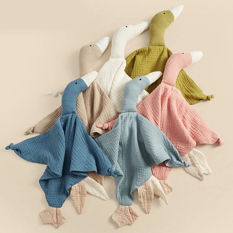 Stuffed Goose Baby Towel Cotton Baby Sleeping Cuddling Security Blanket Newborn Soothe Appease Towel Kids Face Towel Washcloth