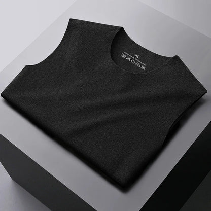 Mens Underwear 37° Heating Fiber Plus Velvet Seamless Vest Men's Winter Slim Warm Bottoming Shirt Men's Speed Thermal Underwear