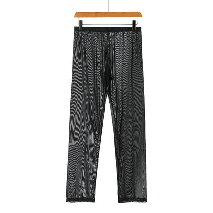 Men's Sexy Soft Mesh Sheer See-through Stretch Pants Trousers Sleepwear Hot Translucent Men Pants Homewear