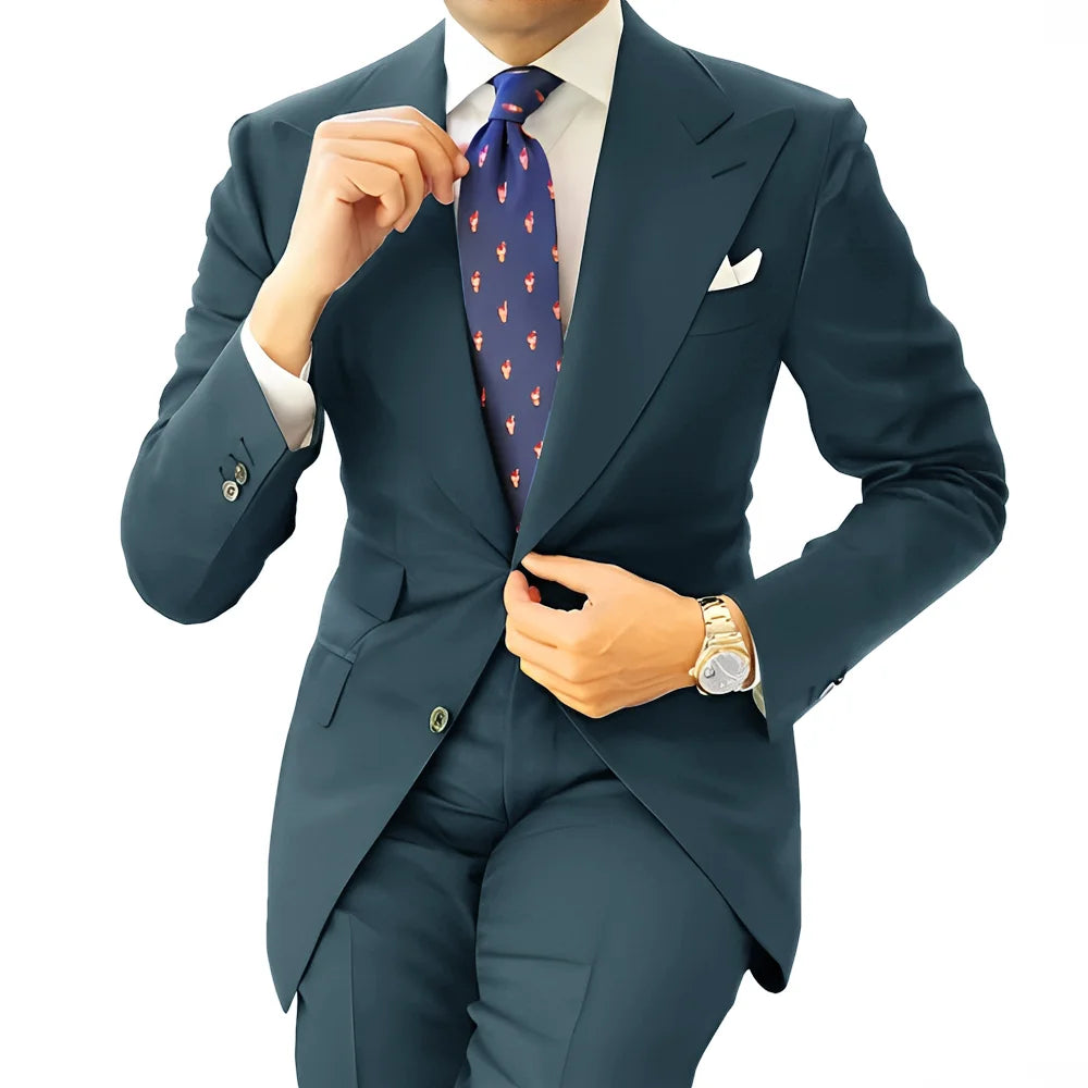 Formal Men's Suit Office Long Work Clothes Groom Tuxedo Jacket Pants XS-5XL Tailored Suit Dark Gray Blazer