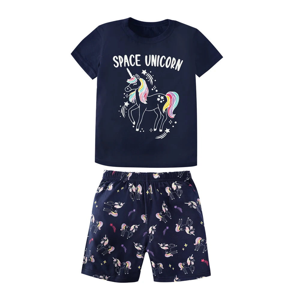 Girls Cool Panda Home Clothes Kids Cartoon Priting Pajamas Children Monster Dinosaur Sleepwear Unicorn Pijama For 2-12 Years
