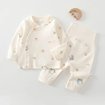 0-3Y Newborn Underwear 2Pcs Sets New Spring Infant Girls Boys Pure Cotton Sleepwear High Waist Pants Soft Baby Pajamas Clothes
