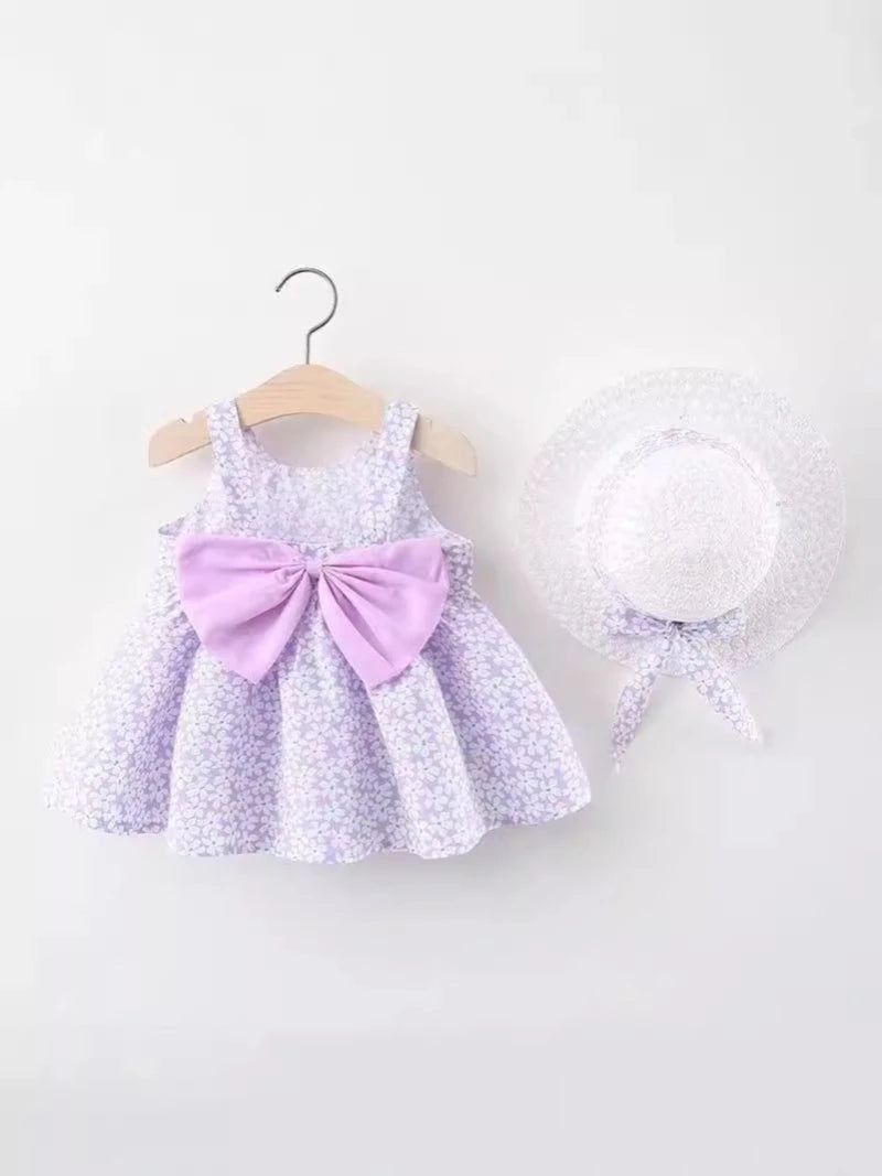 Baby Girl Clothing Set  Summer Newborn Dresses Toddler Clothes Korean Cute Bow Flowers Beach Infant Princess Dress
