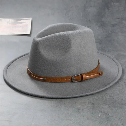 Unisex Wool Fedora – Flat-Brim Felt Hat for Fall & Winter