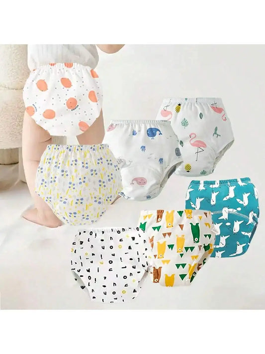 6Pcs Baby Training Pants, Cloth Diapers for Potty Training, Skin-Friendly and Comfortable Training Pants - Machine Washable and Reusable, Potty Training Underwear for Boys and Girls, Perfect Gift for Your Baby.