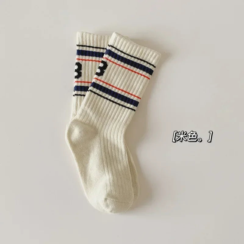 Boys Girls Sock School Fashion Simplicity Calf Sock for Kids Boy Four Season Cotton Letter B Sports Sock Children Clothing