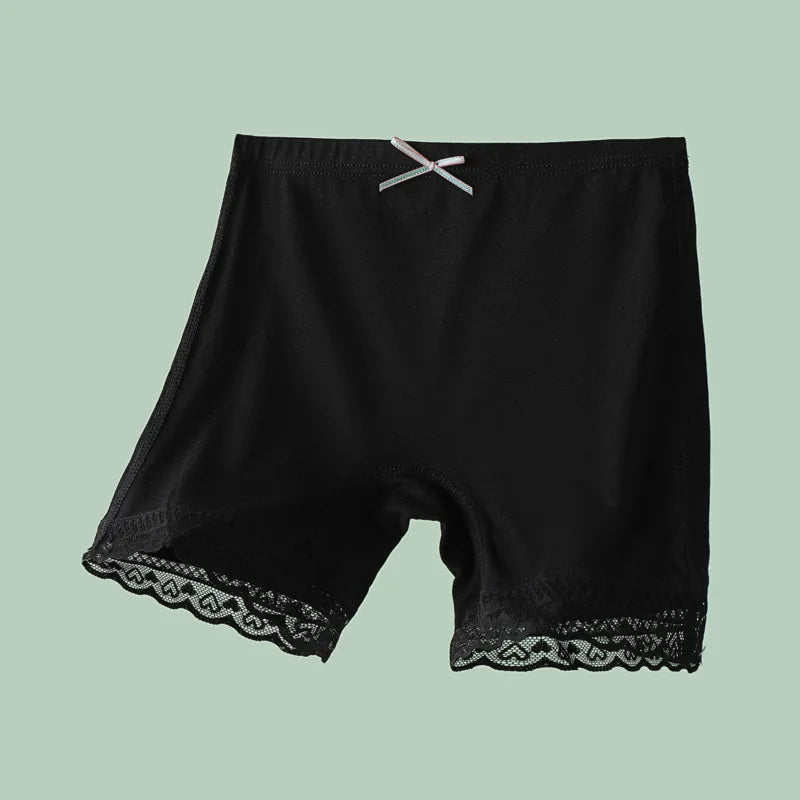 Girls Anti-Embarrassment Safety Shorts Kids Lace Trim Seamless Boyshorts Cotton Trim Underwear for Kids