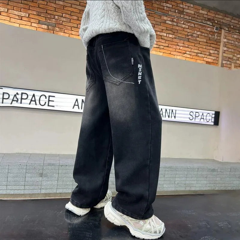 Hot Sale Kids Boy Black Gradient Jeans New Design School Teenager Casual Denim Pants Child Fashion Jeans Trousers 5 7 9 11 13 14