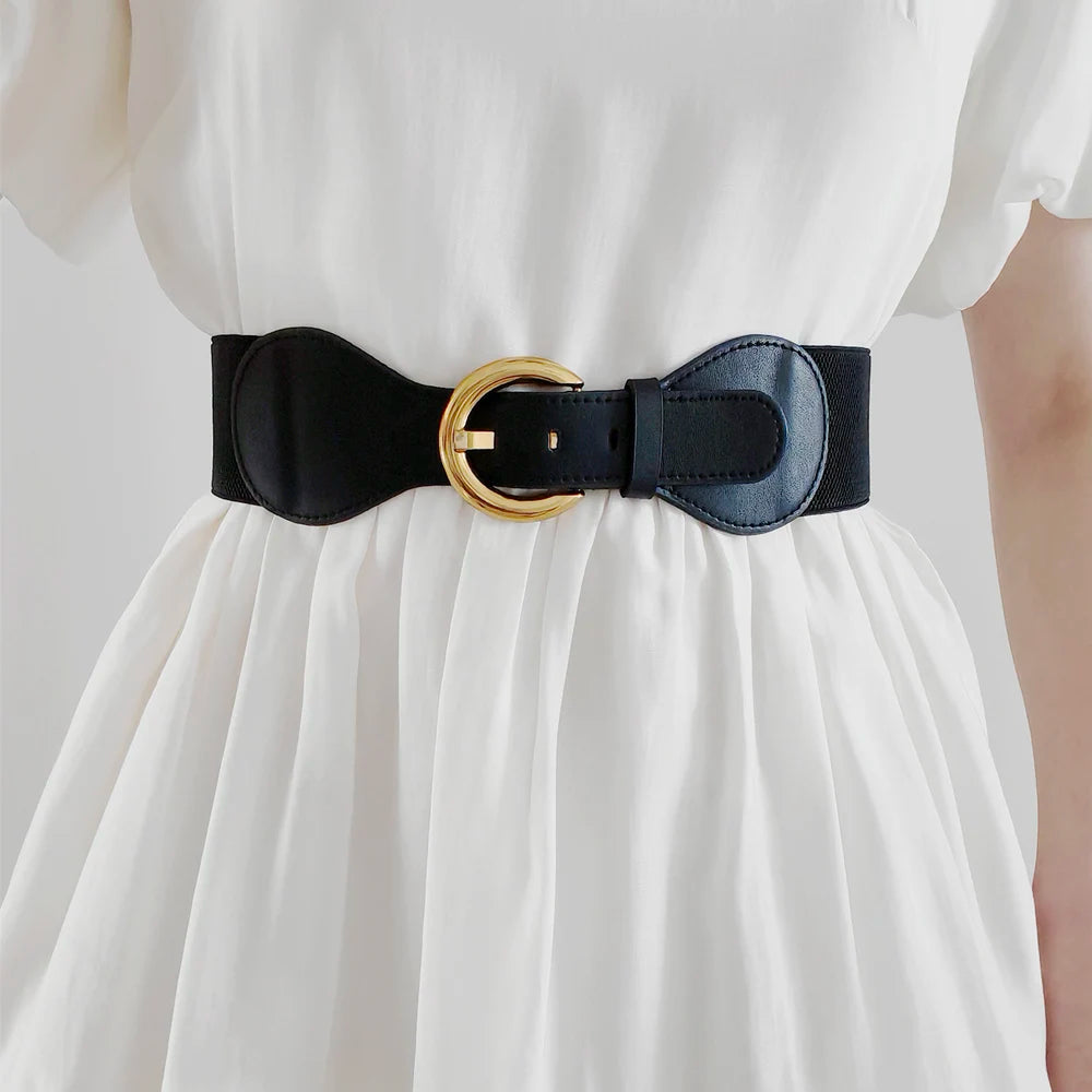 Women Belts PU Leather Corset Belt Female Metal Buckle Belts for Ladies Leisure Dress Jeans Wide Waistband