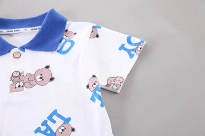 Baby Boys Clothes Sets Summer Kids Cotton Cartoon Bear T-shirt+Shorts Suit Toddler Outfit Boy Clothes Children Costume 1 -5Year