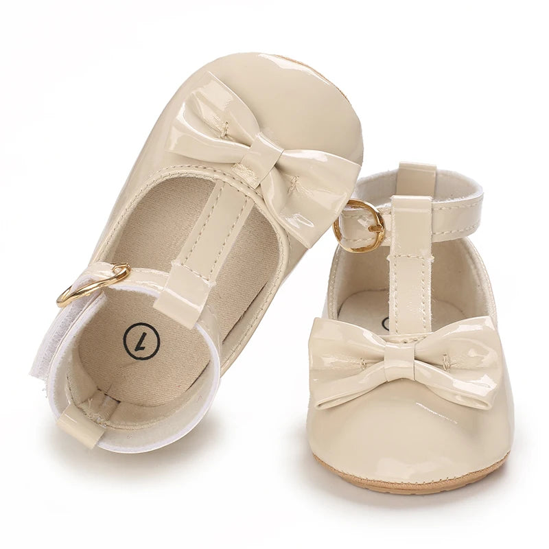 Girls' Princess Shoes Red Shoes Butterfly Bow Shiny Surface Walking Shoes Ladies' Baby Shoes Baby Shoes For Going Out Low