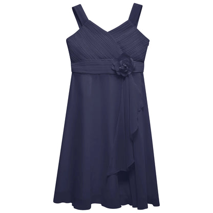 Teens Girls Elegant Party Dress Prom Evening Birthday Wedding Bridesmaid Gown Sleeveless Ruched Bodice Chiffon Princess Dresses