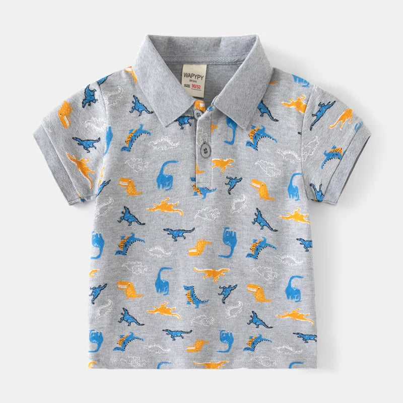 Baby Boy Clothes Summer Short Sleeve Children's Polo Shirts Toddler Kids Cotton T-shirts Boys Lapel Cartoon Tees Kids Sport Tops