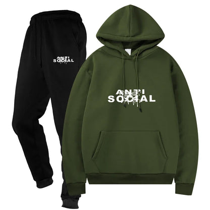 Men's Casual Sporting Suits Two - Piece Male Streetwear Sportswear Tracksuit Set Top and Pants Sweat Suit