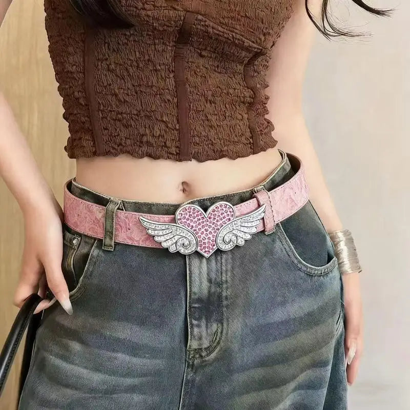 Bling Sequin Belts For Women Girl Fashion PU Leather Belts Western Cowboy Y2K Retro Jeans Skirt Decor Waistband