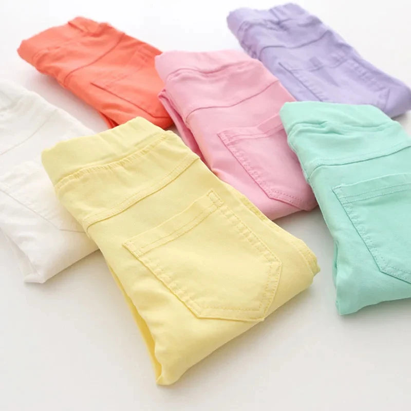 Girls Pants Children Pencil Leggings Elastic Kids Spring autumn Fashion Candy Colors Slimming Large Bottoming Pants