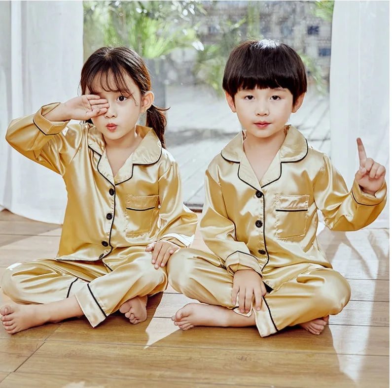 New Lapel Printed set Long-Sleeved Pajamas Set Girls Bear Cartoon Children's Home Wear Toddler Boy Pyjamas Pjs for Kids
